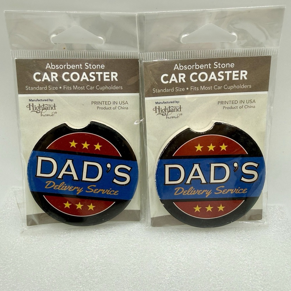 Highland Home Absorbent Stone‎ Car Coasters Dad's Delivery Service Lot of 2
